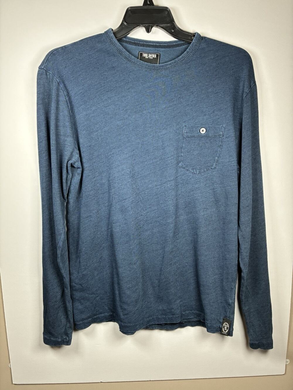 Todd Snyder Indigo Slub Pocket Long Sleeve T Shirt Men’s Large 100% Cotton Blue